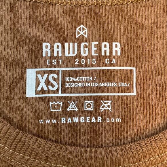 RawGear Cropped Rib Tank Brown Clay XS 100% Cotton Athletic Gym Crop Shirt NWT - Picture 3 of 8